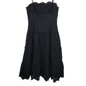 BCBGMaxAzria Black Eyelet Strapless Dress Fully Lined Size 8